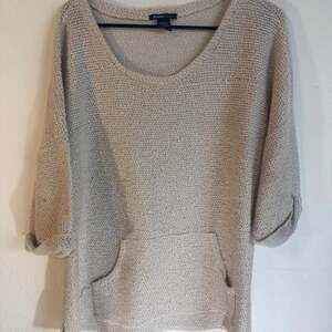 ROBERT LOUIS Knit Sweater Size 3X Cream Pocket Pullover